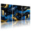Villes et pays vagues cosmiques paysage urbain nuit ciel étoiles reflets or bleu ensemble de 3 impressions sur toile-1251194514