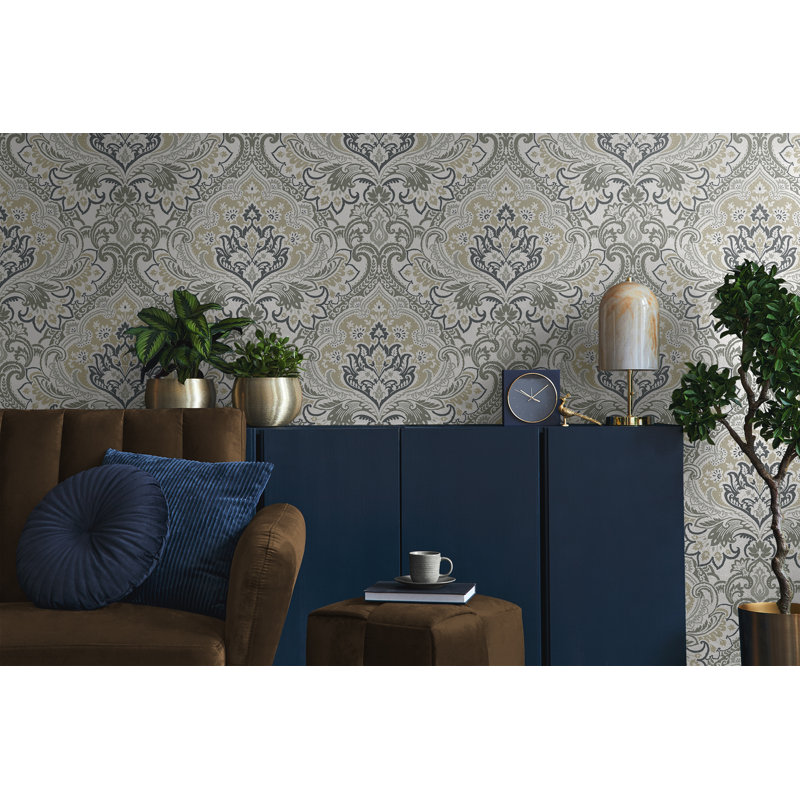 Rouleau floral Mantz, Gris / beige / blanc