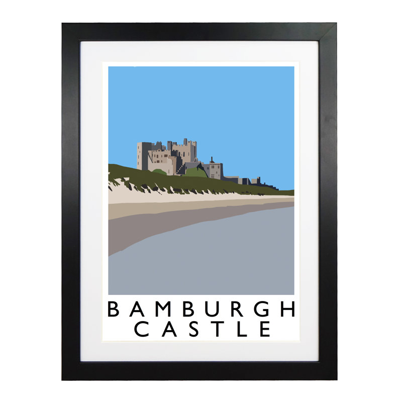 Bamburgh Castle by Richard O'Neil - Print, Black Wood Frame, 54 cm H x 44 cm W x 2.2 cm D