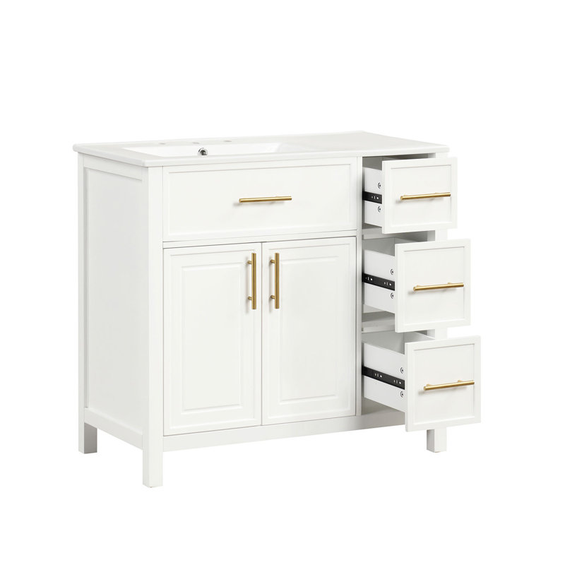 Meuble-lavabo simple 36 po avec plateau en céramique Aobh
