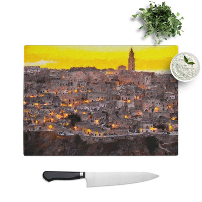 Glass Matera Italy Skyline Chopping Board