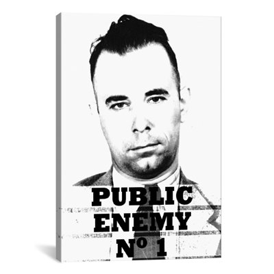 Mugshot John Dillinger; Public Enemy Number 1 - Gangster Graphic Art on Canvas