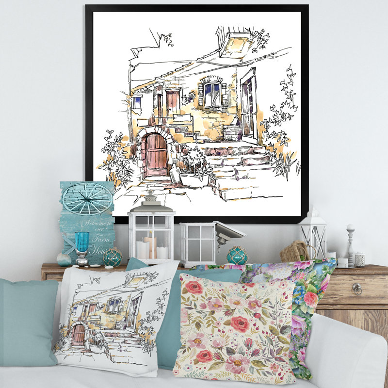 «Vintage Europe Old View Vintage», peinture sur toile encadrée