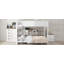 Lit superposé grand sur grand avec armoires de rangement et ports USB, blanc