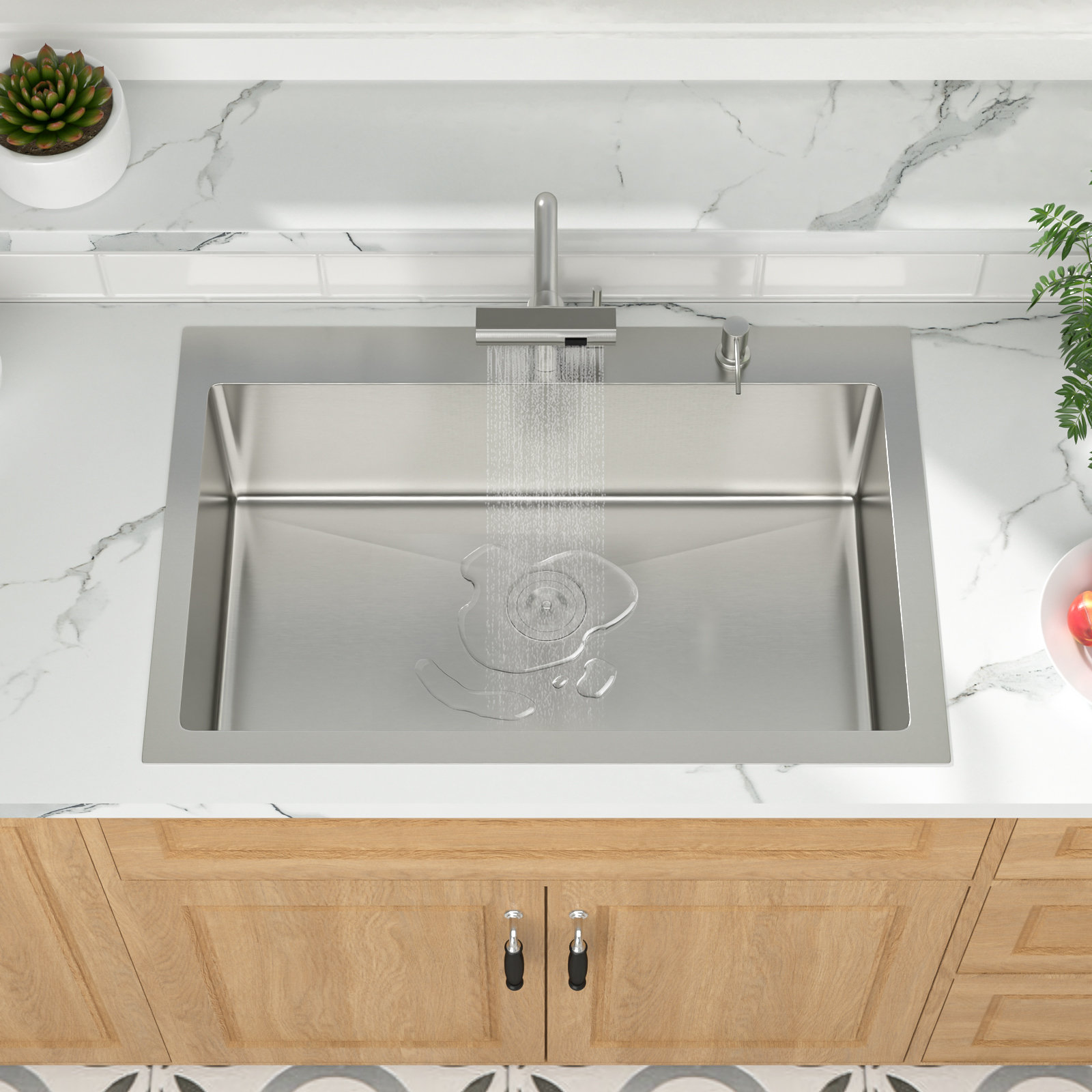Mocoloo 33 Inch Double Bowl Kitchen Sink - 33 X 22 Drop In 60/40 - View #2