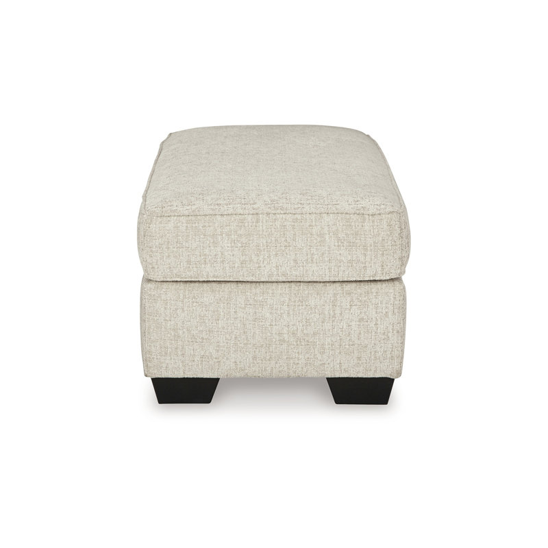 Burgess Ottoman, Ivory Polyester, Soft Cushions, Rectangular 44 Inch