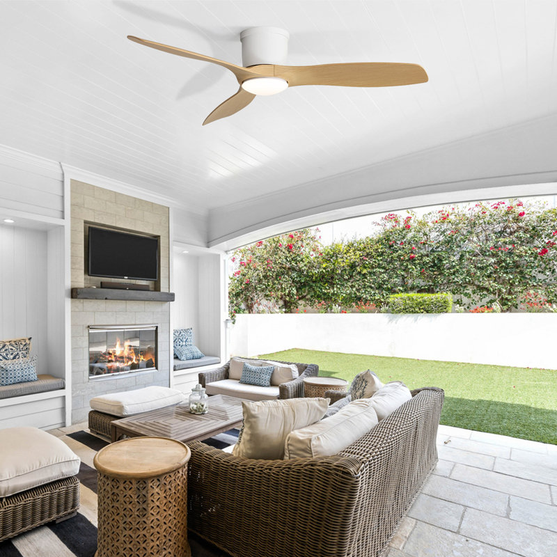 Ventilateur de plafond encastré moderne de 52 pouces avec moteur à courant continu réversible à pales en ABS à intensité variable