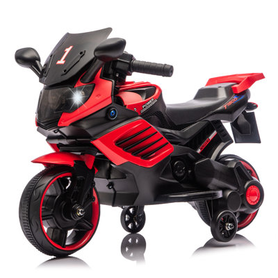 Jouet électrique pour enfant 6V avec roues d'entraînement, phare de travail, klaxon et musique, alimenté par pile pour les tout-petits de 3 à 5 ans, rose rouge