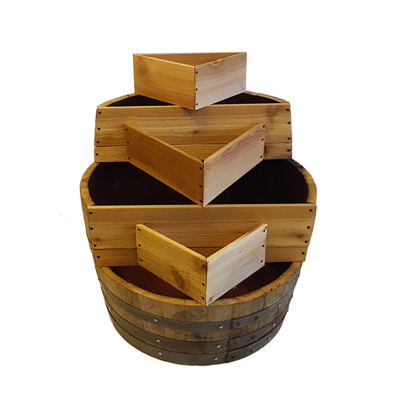 Pot à fleurs multi-niveaux en laque avec 3 lits triangulaires l 28 po x H 32 po x L 26,5 po