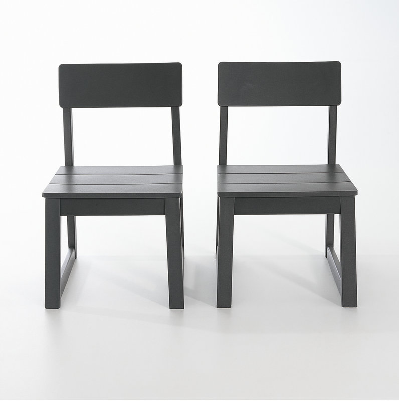Ensemble de 2 chaises en PEHD gris d'extérieur et de jardin au design moderniste
