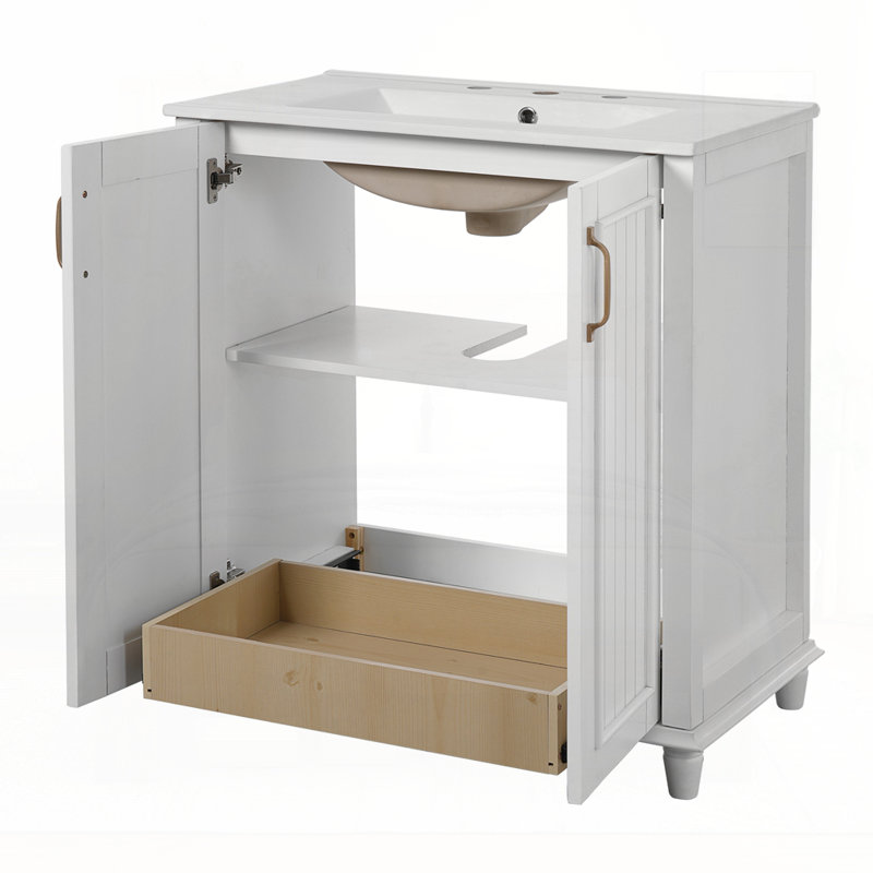 Meuble-lavabo 30 po avec lavabo en céramique, Blanc