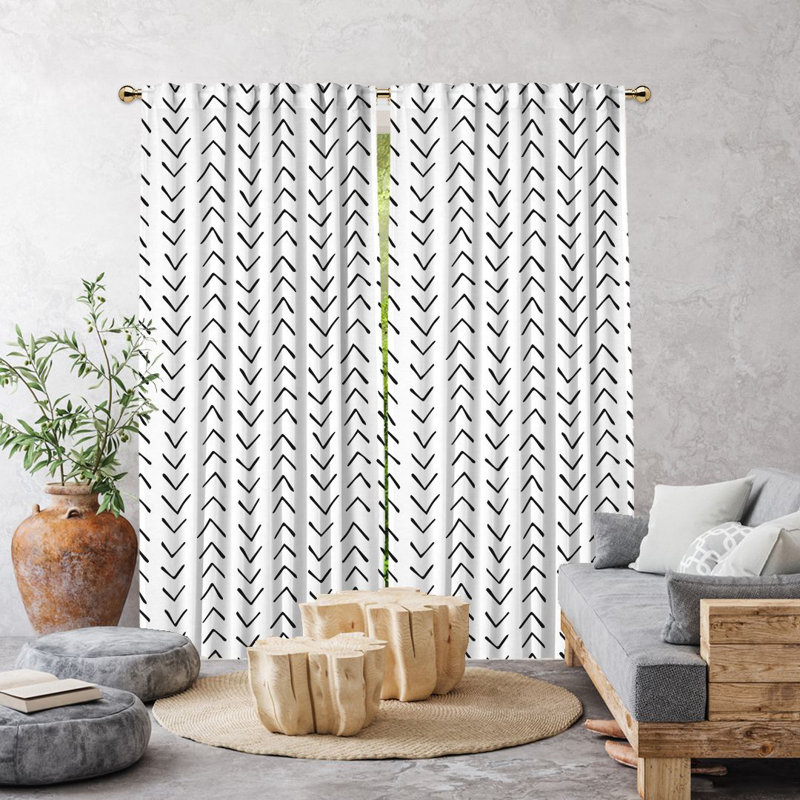 Bohemian Room Lined Single Panel Curtain, White, 140cm Width x 200cm Drop