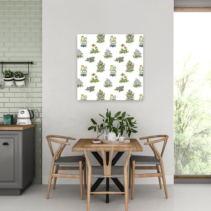 Art contemporain, art floral rétro, H 32 po x l 32 po