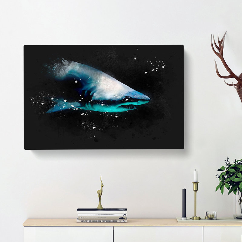 Shark In The Shadows - Wrapped Canvas, 50cm H x 76cm W x 3cm D