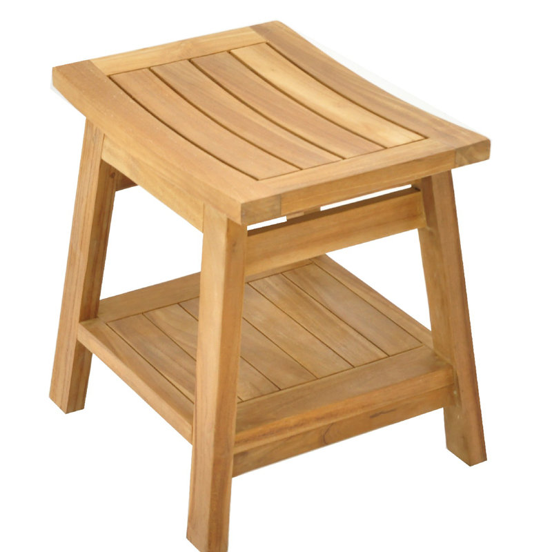 Spateak Grade-A Teak Wood Barcelona Shower Seat 18" Outdoor Patio Stool Bench