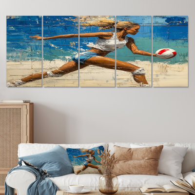 Volleyball Player Serving The Ball II - Volleyball Wall Art Print Set