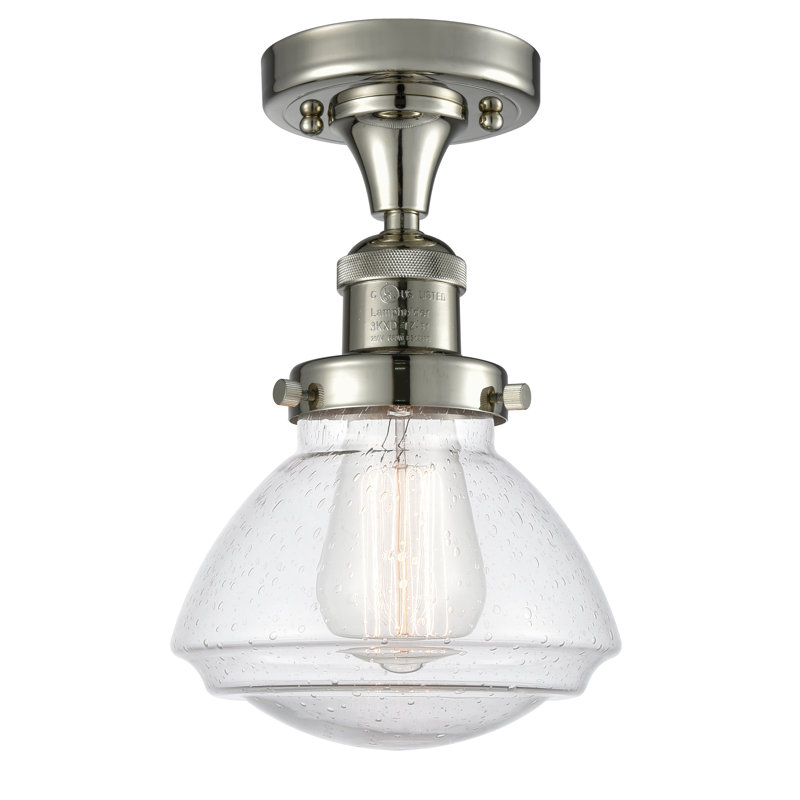 Plafonnier semi-encastré 1 lumière 6,75 po Chesterville, Ampoule non incluse, Grainé, Nickel poli