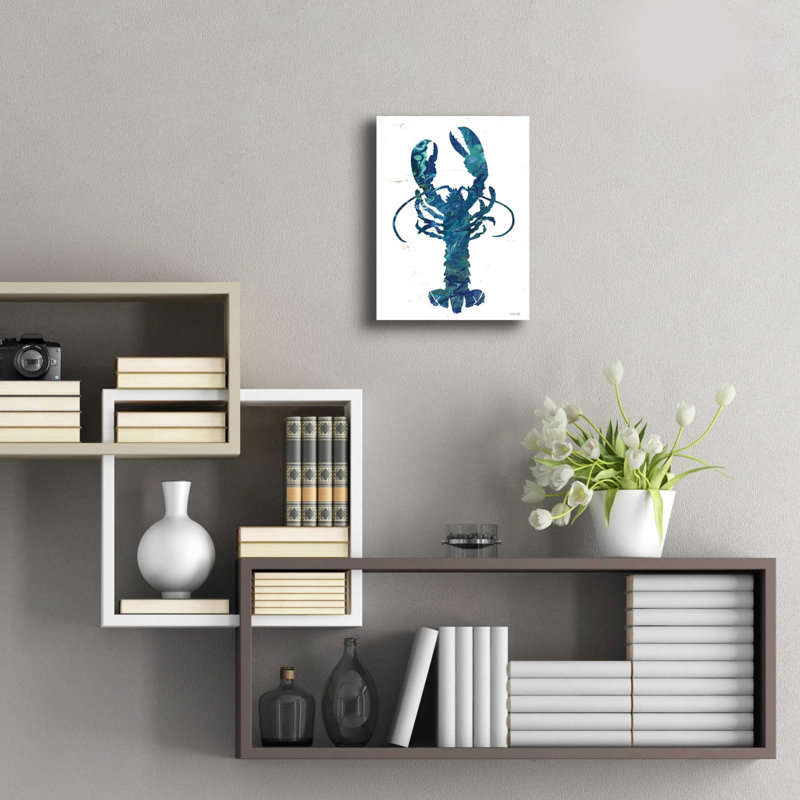 «Bright Lobster Blue» par Cindy Jacobs, art mural en verre acrylique, H 16 po x l 12 po x P 0,13 po