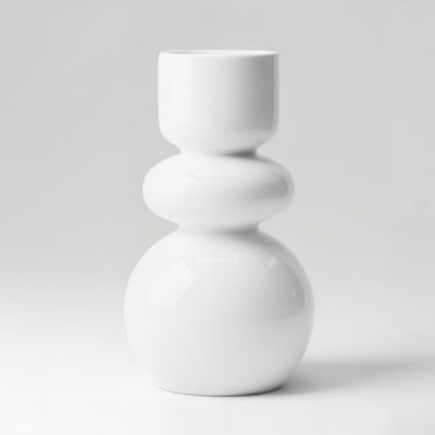 Arlo 10" Reactive Glaze Double Bulb White Ceramic Vase