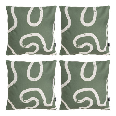 Abstract Squiggle Print Indoor-Outdoor Cushion, Multicolour