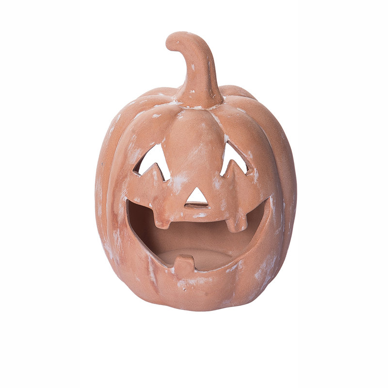 Ophelia & Co. Ceramic 6.5 in. Orange Halloween Pumpkin Candle Holder Set of 3