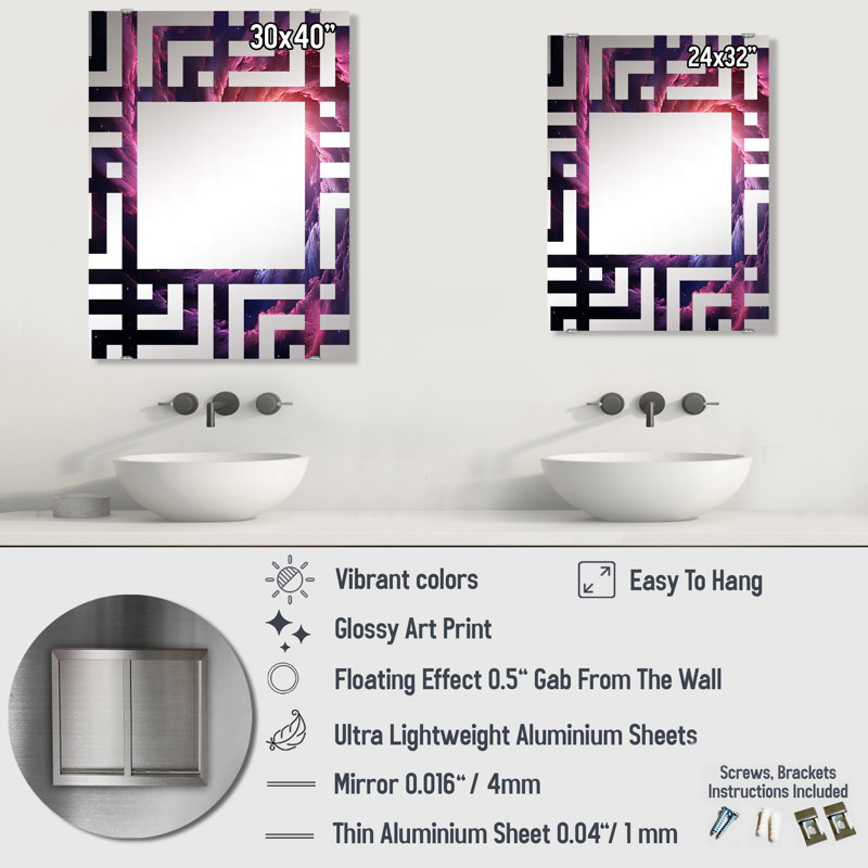 Corradina - Miroir mural à spirales abstraites MIR138001, 32 po x 24 po