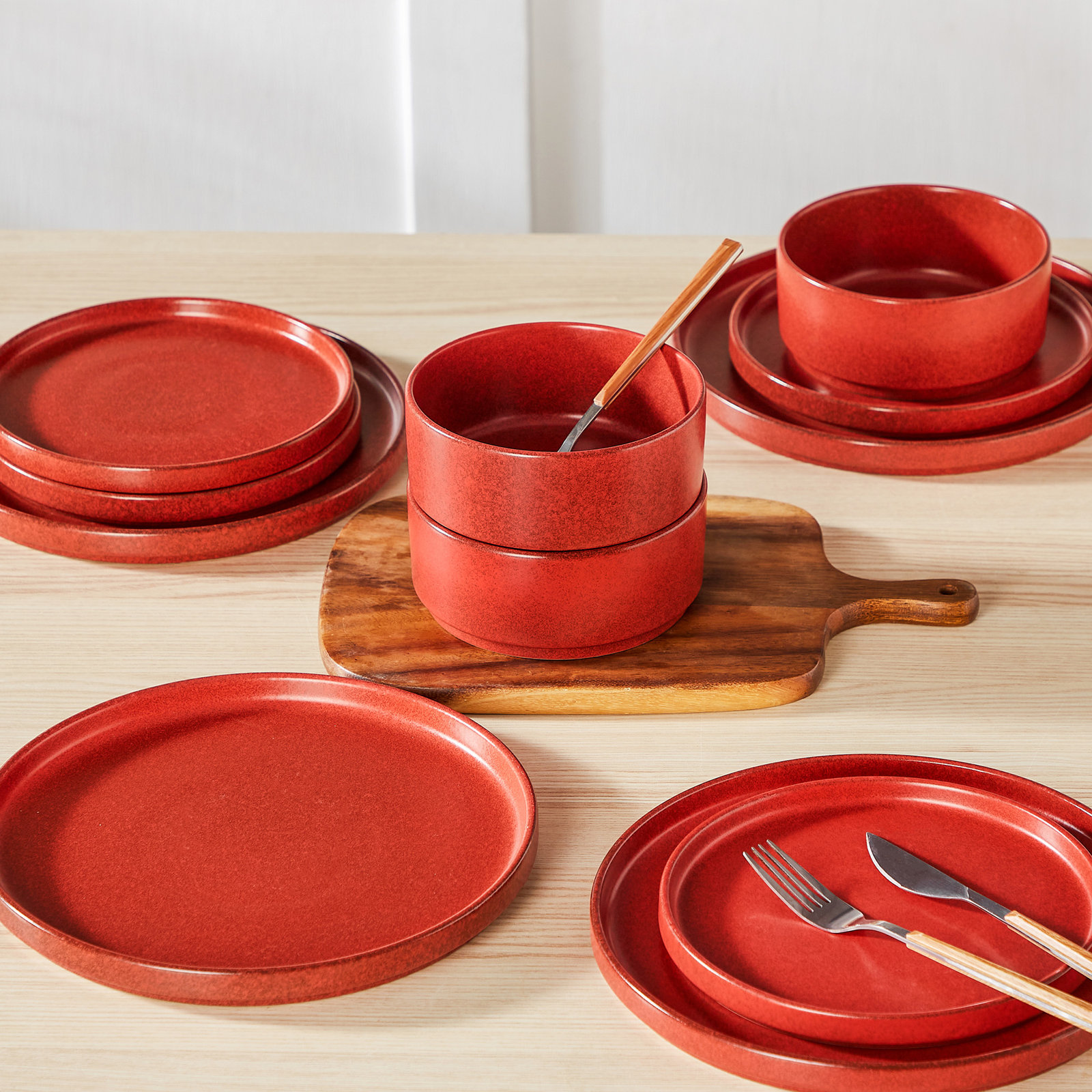 Ceramic Dinnerware Set, Red