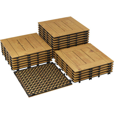 Wood Interwoven Deck Tiles, Easy Snap Install