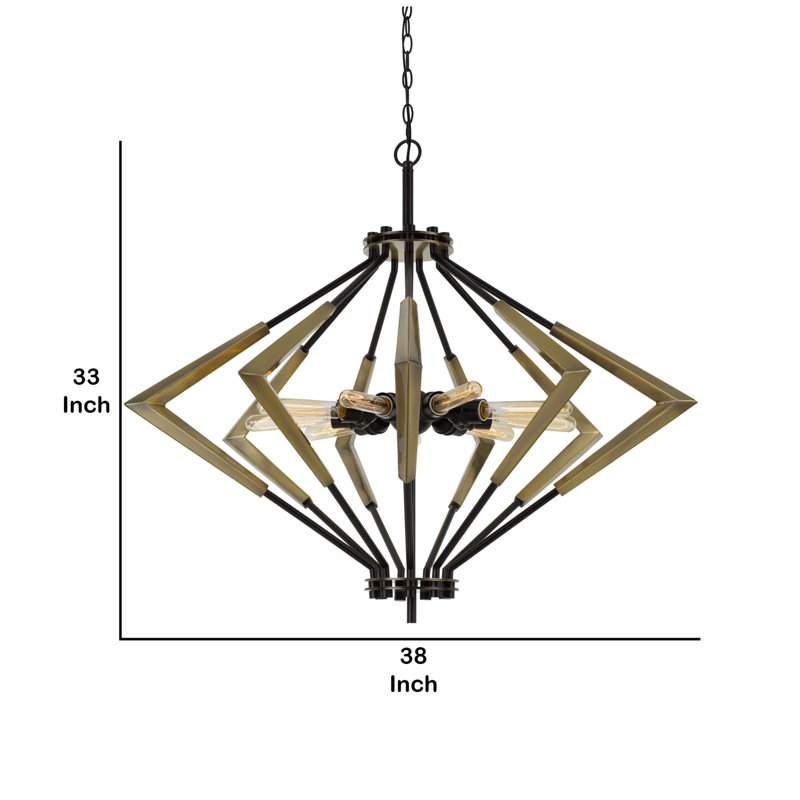 Lustre à 9 ampoules avec cadre en métal noir Boomerang