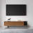 Fero Minimalist Retracted & Extendable 2 Drawers TV Stand In Walnut & Gray Up To 75"