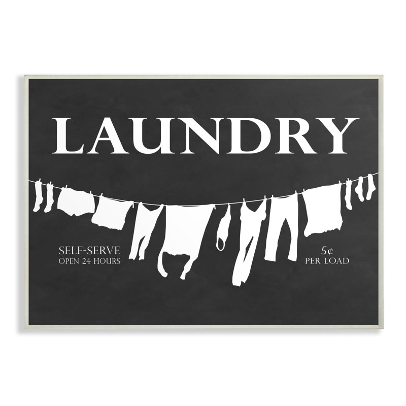 «Laundry corde à linge», reproduction d'impression, H 10 po x l 15 po x P 0,5 po, Plaque murale