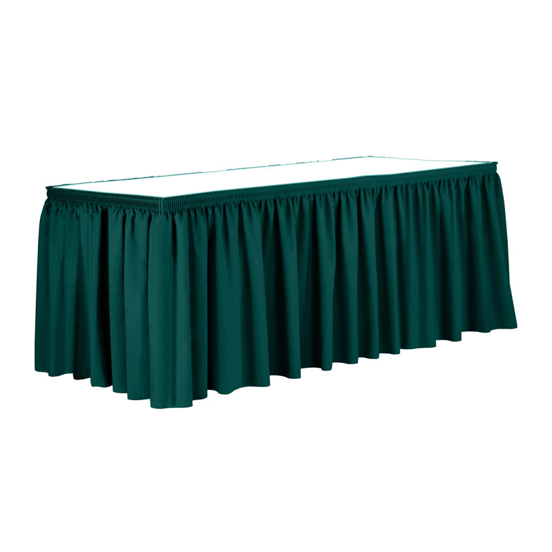 Ultimate Textile 7 Ft. Shirred Pleat Polyester Table Skirt - 42" Bar Height, Cobalt Blue, Teal, 29" L x 252" D