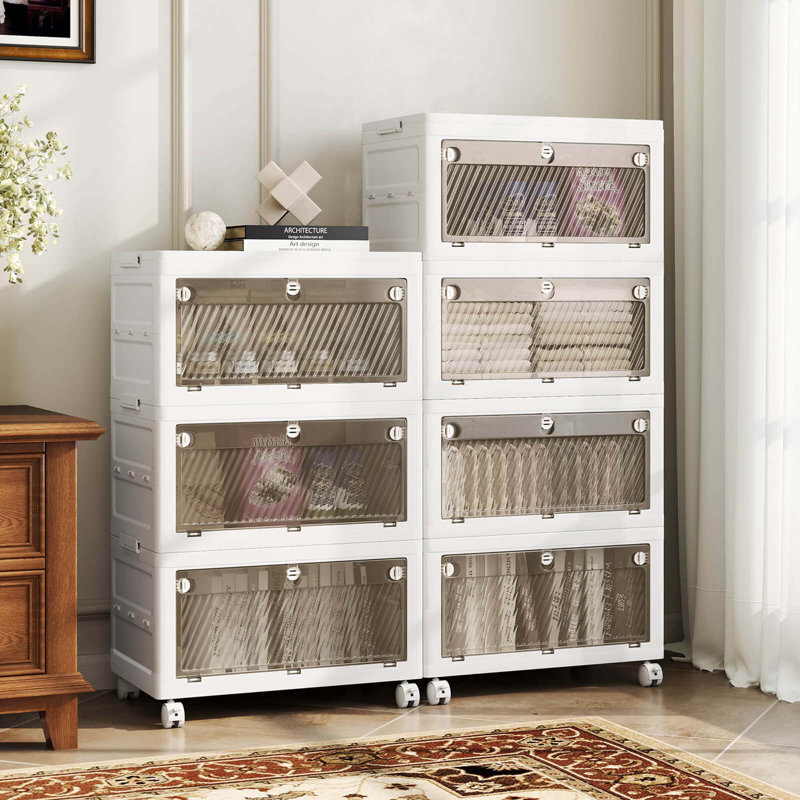 4-tier Stackable Storage Bins 44-gal Collapsible Storage Boxes With Lid Organizer