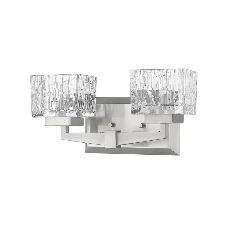 Éclairage pour salle de bain 2 lumières Bechard, Nickel brossé, Non