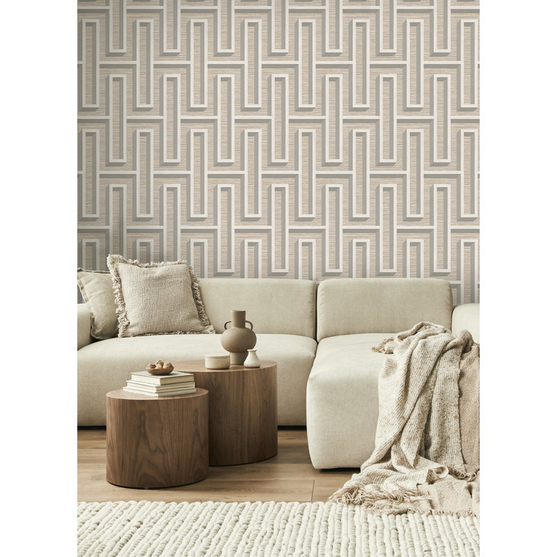 Papier peint à motif géométrique Henley, Taupe