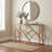  Tavy Rose Gold Contemporary Glass Console Table, 48x16x31