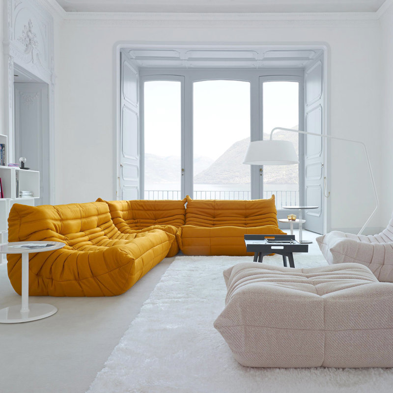 Danial Foam Armless Bean Bag Lounger, Yellow Microfiber/Microsuede