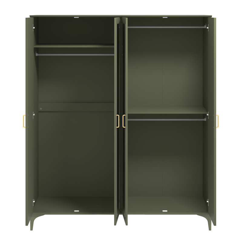 Harrington 4 Door Wardrobe with Mirror , Kale Green