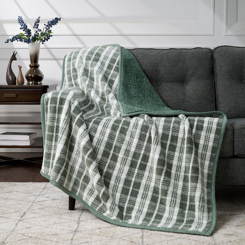 Jeté en sherpa doux et réversible CBCHome, Vert