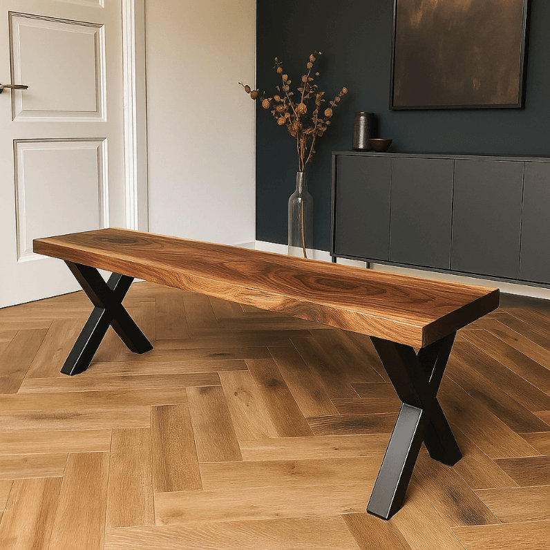  Solid Walnut Bench, 45cm H x 120cm W x 35cm D
