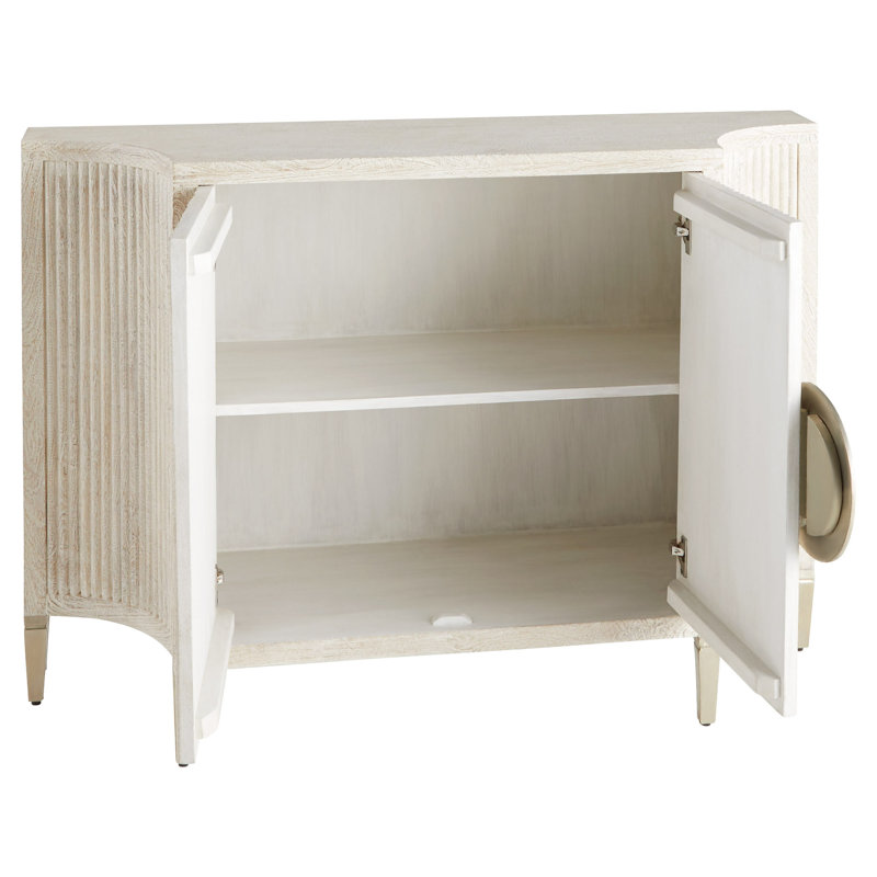 White Solid Wood Paneled Two-Door Accent Cabinet