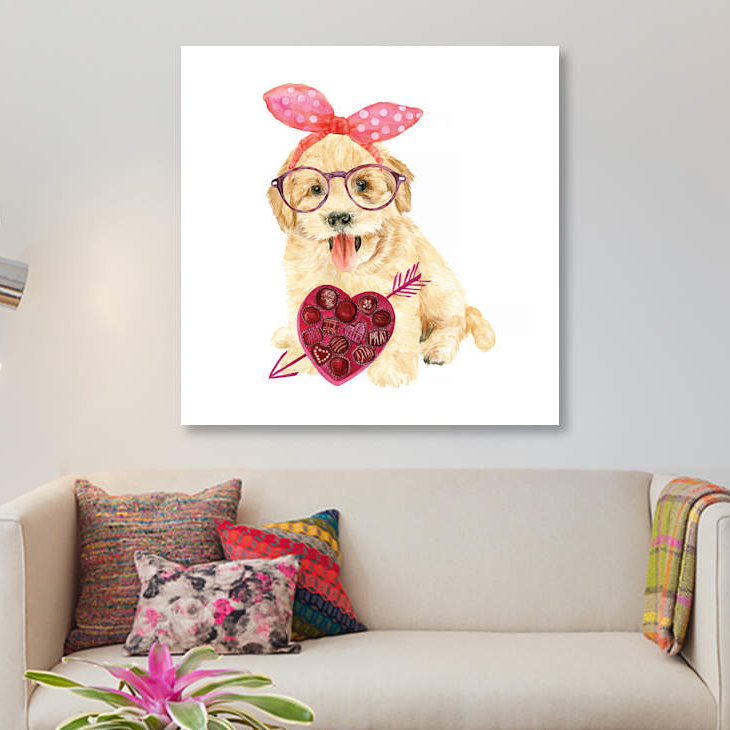 « valentine chiot iv », impression sur toile, H 26 po x l 26 po x P 1,5 po, Toile tendue, Pas de tapis