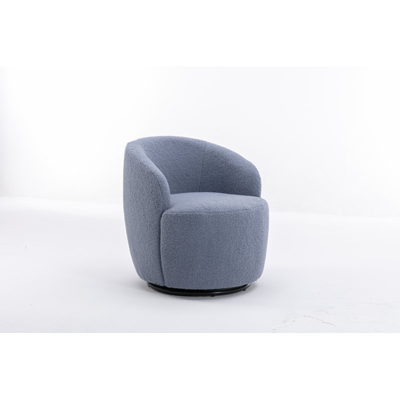 Genece Upholstered Swivel Accent Chair, Light Blue Wool