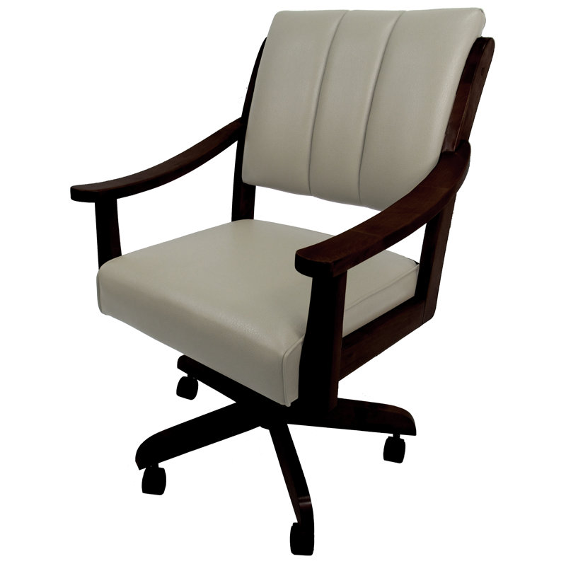 Casa Solid Wood Dining Caster Chair, Dark Walnut, Ocean Beige