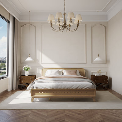 Solid Pine Wood Platform Bed With Headboard And Slat Kit, No Box Spring Needed by Lark Manor