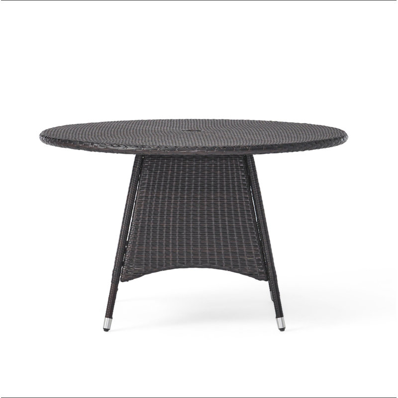 Table de salle à manger d'extérieur Corsica - Osier PE tissé, fer thermolaqué, résistant aux intempéries (table seulement)