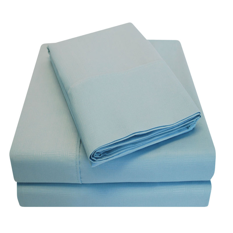Soft Basketweave 100% Brushed Microfiber Wrinkle-Resistant Deep Pocket Sheet Set, Blue, King