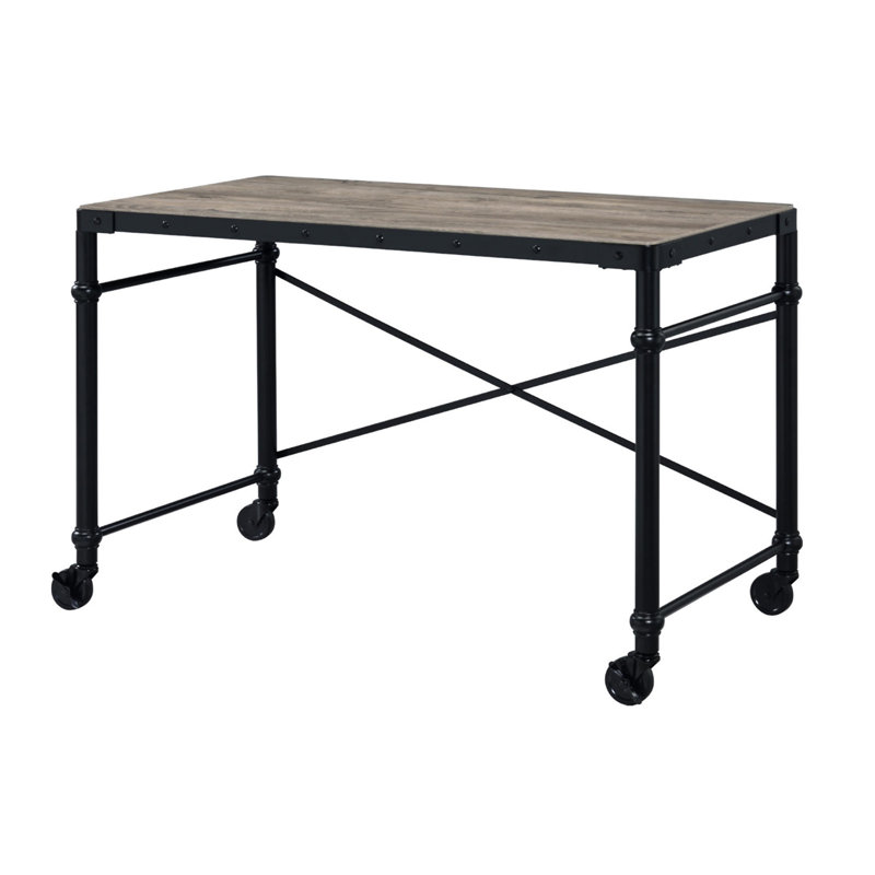 Bureau d'écriture rectangulaire avec plateau en bois (sans les chaises de bureau)