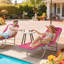 Chaise longue pliante avec dossier inclinable, chaise de bronzage, chaise de bronzage pour la plage, la cour, le patio