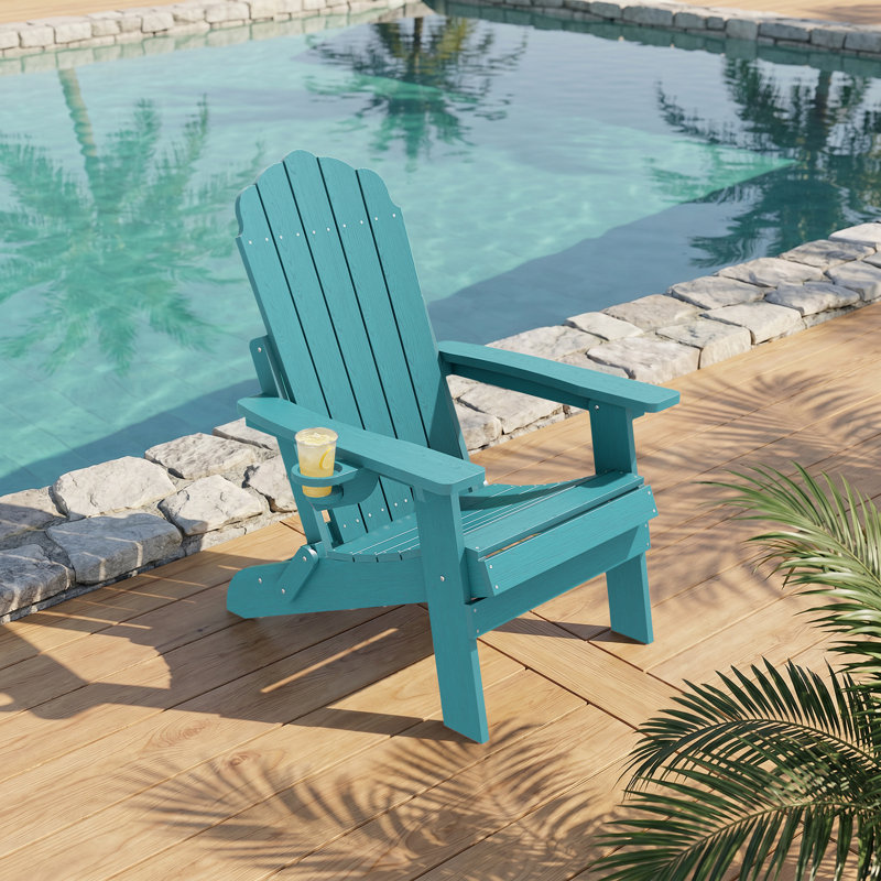 Chaise Adirondack pliante avec conception ergonomique et porte-gobelet HiPS, chaise Adirondack robuste pour patio, piscine et jardin